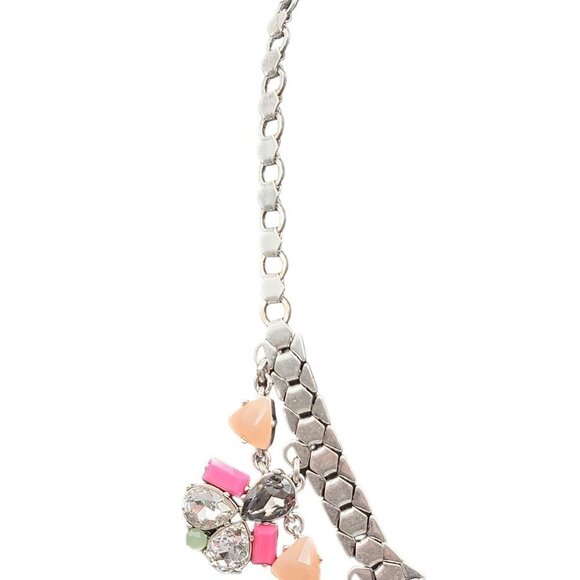 Stella & Dot Callie Statement Necklace 21" Silver Tone Bib Style Rhinestones - Picture 10 of 16